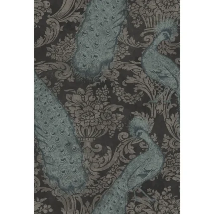 Byron wallpaper in Teal and Graphite by Cole & Son, damask pattern