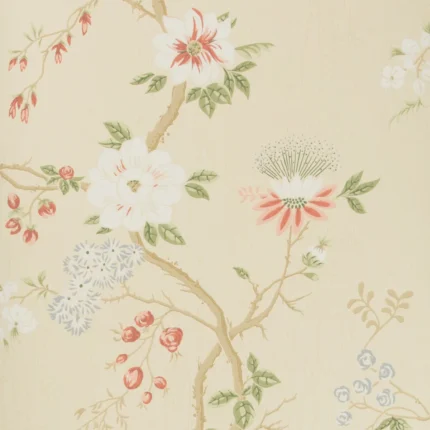 Camellia wallpaper in Coral/sage/butterc by Cole & Son