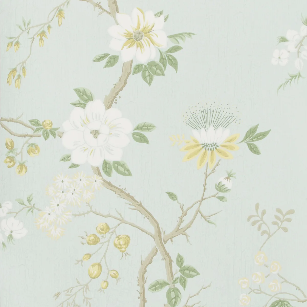 Camellia wallpaper in Lemon/sage/prm Blu by Cole & Son