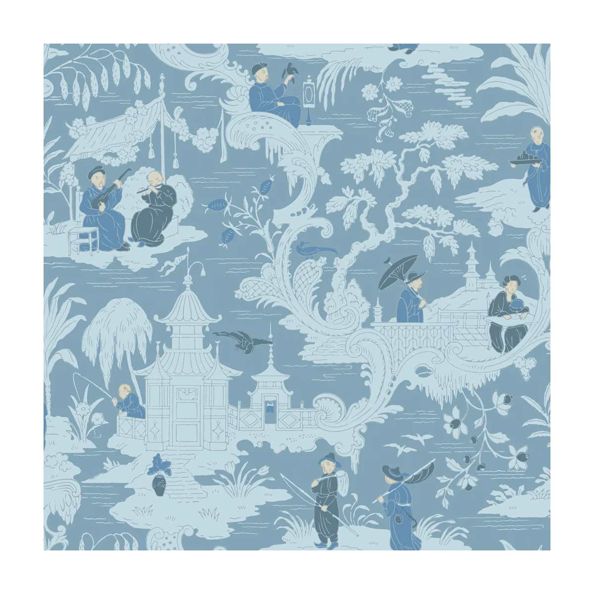 Chinese Toile wallpaper in Blue by Cole & Son, chinoiserie pattern