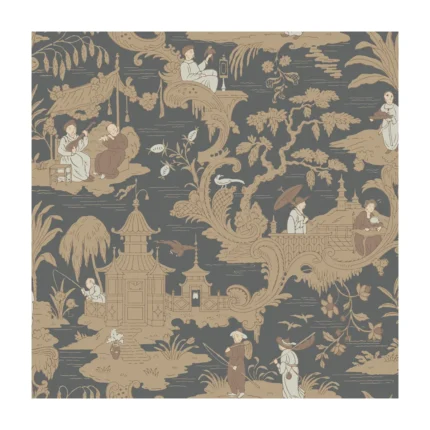 Chinese Toile wallpaper in Charcoal by Cole & Son, chinoiserie pattern