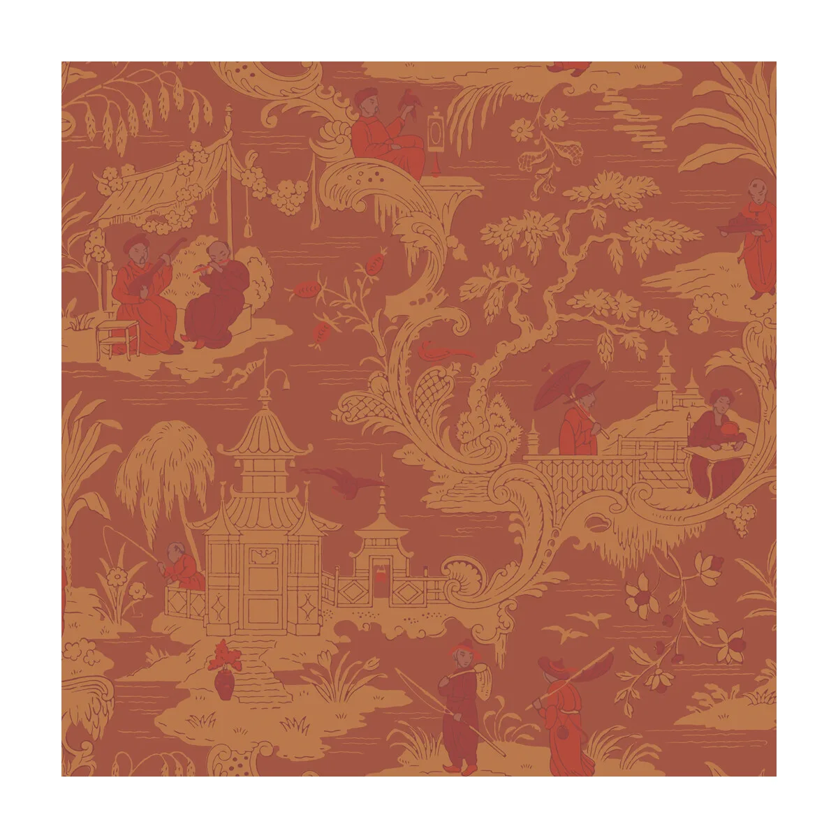 Chinese Toile wallpaper in Red by Cole & Son, chinoiserie pattern