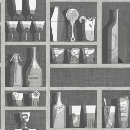 Cocktails wallpaper in Soot/snow by Cole & Son