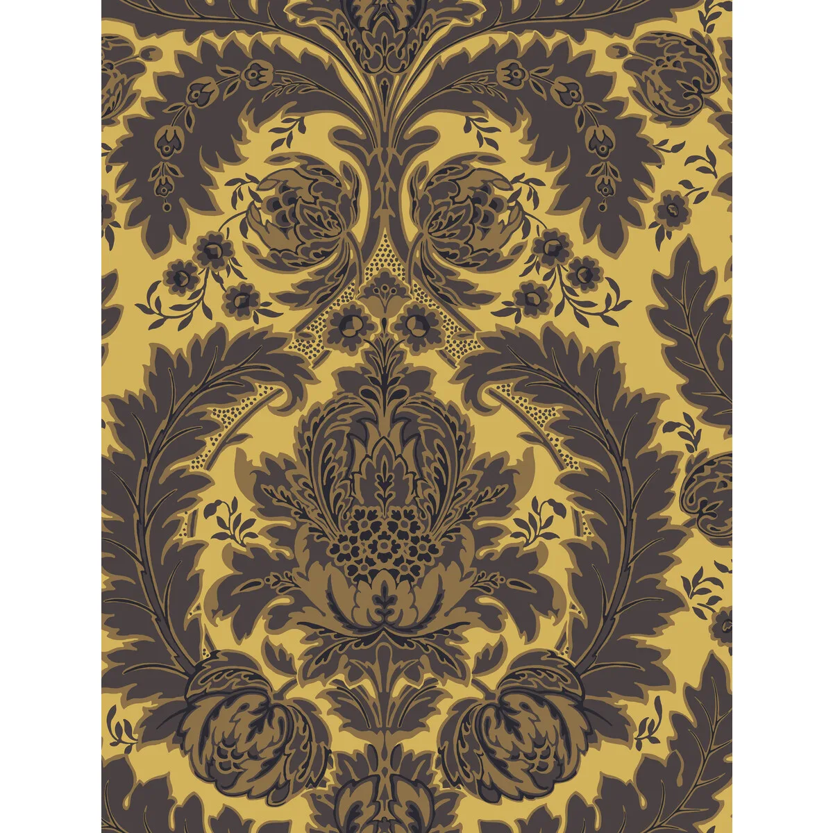 Coleridge wallpaper in Yellow Gold and Black by Cole & Son