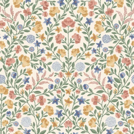 Court Embroidery wallpaper in Coral by Cole & Son, botanical & floral pattern