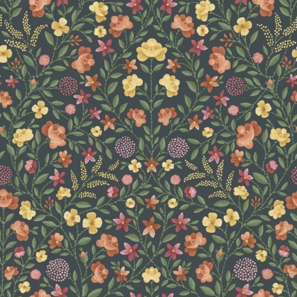 Court Embroidery wallpaper in Marigold by Cole & Son, botanical & floral pattern
