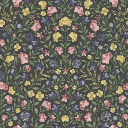 Court Embroidery wallpaper in Yellow by Cole & Son, botanical & floral pattern