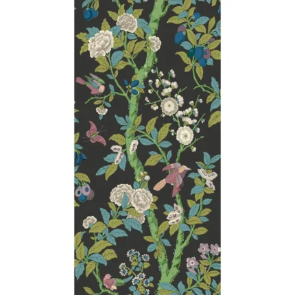 Eldon wallpaper in Charcoal/emerald by G P & J Baker, botanical & floral pattern