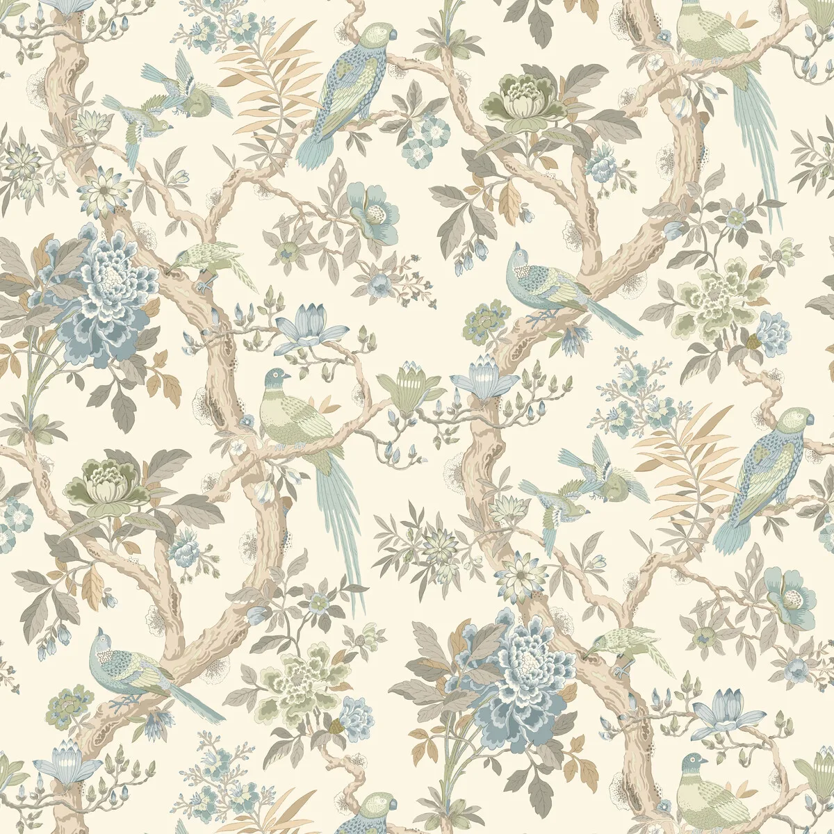 Eltham wallpaper in Aqua by G P & J Baker, animal/insects pattern