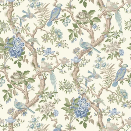 Eltham wallpaper in Blue by G P & J Baker, animal/insects pattern