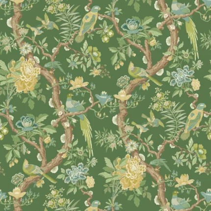 Eltham wallpaper in Emerald by G P & J Baker, animal/insects pattern