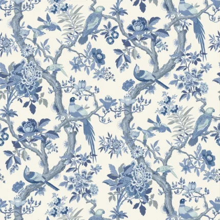 Eltham wallpaper in Indigo by G P & J Baker, animal/insects pattern