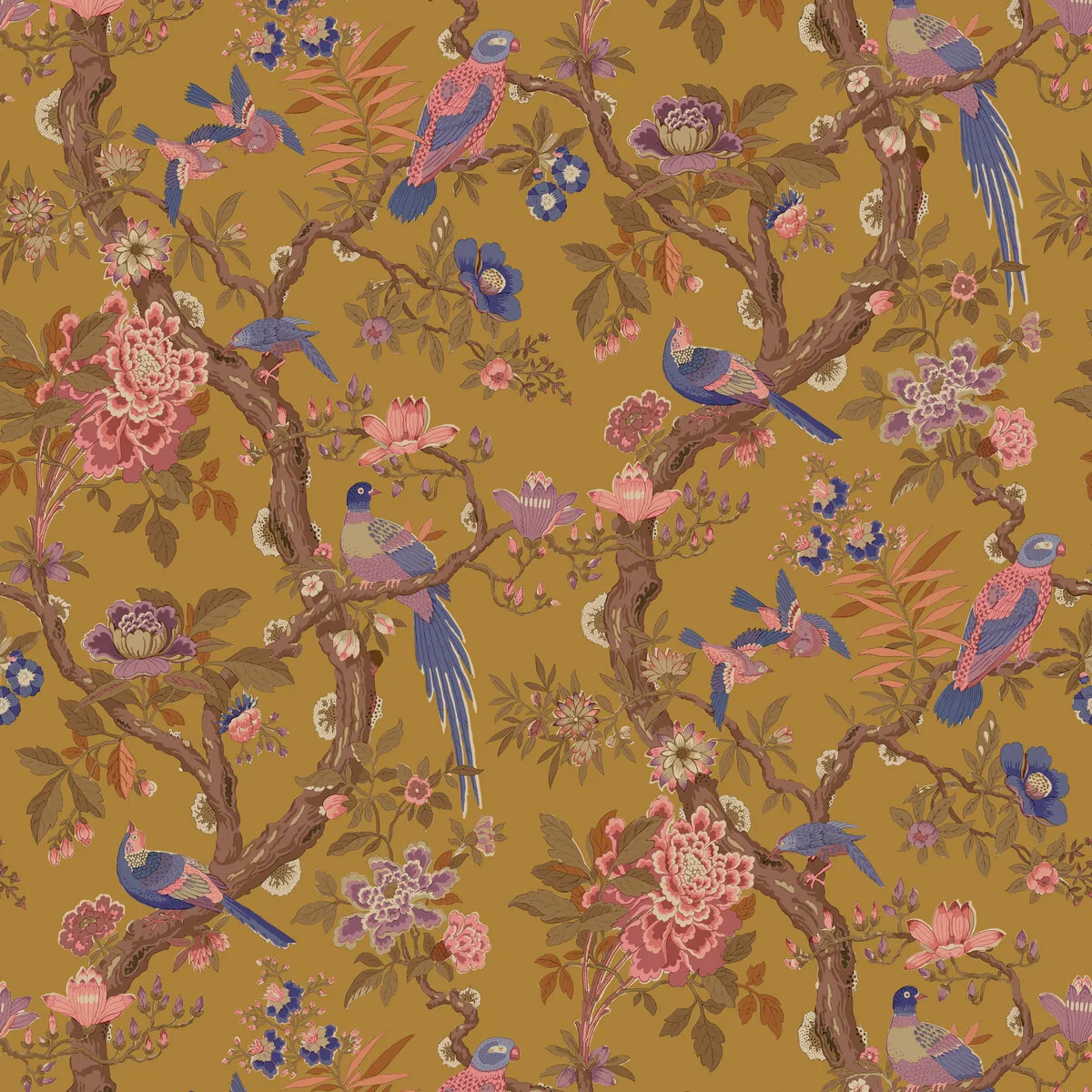 Eltham wallpaper in Ochre by G P & J Baker, animal/insects pattern