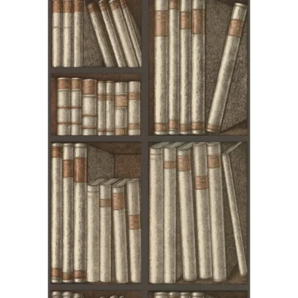 Ex Libris wallpaper in Oat/charcoal by Cole & Son