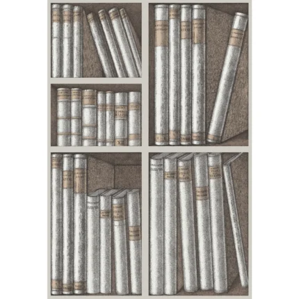 Ex Libris wallpaper in Stone/linen by Cole & Son