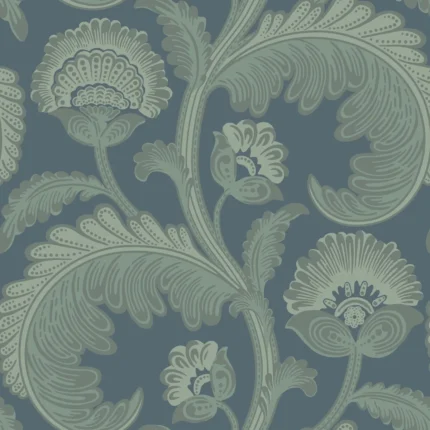 Fanfare Flock wallpaper in Dk Egg/pet by Cole & Son, botanical & floral pattern
