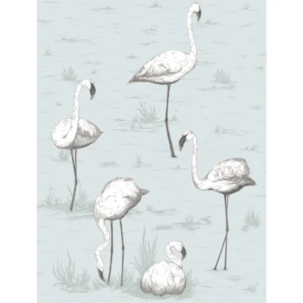 Flamingos wallpaper in Charcoal/aqua by Cole & Son