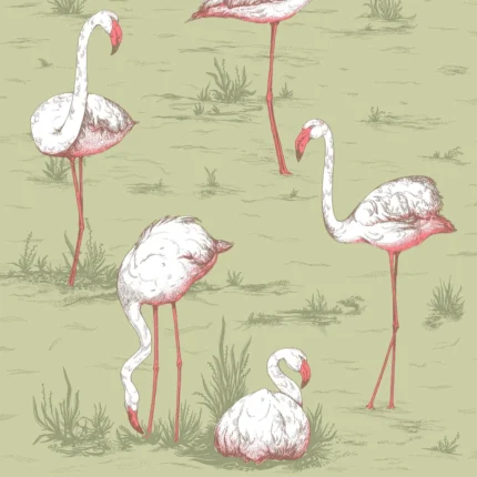 Flamingos wallpaper in Olive by Cole & Son