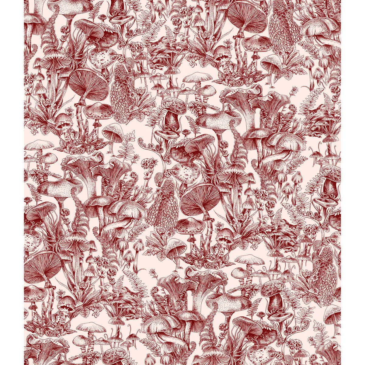 Fungi Forest wallpaper in Burgundy by Cole & Son, botanical & floral pattern