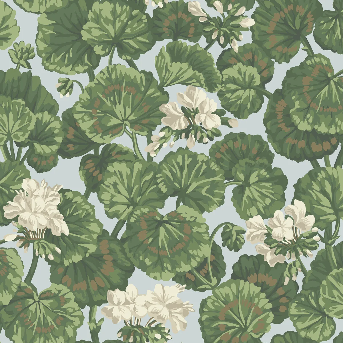 Geranium wallpaper in White and Sage On Seafoam by Cole & Son, botanical & floral pattern