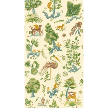 Gertrude wallpaper in Soft Green/aqua by G P & J Baker, animal/insects pattern
