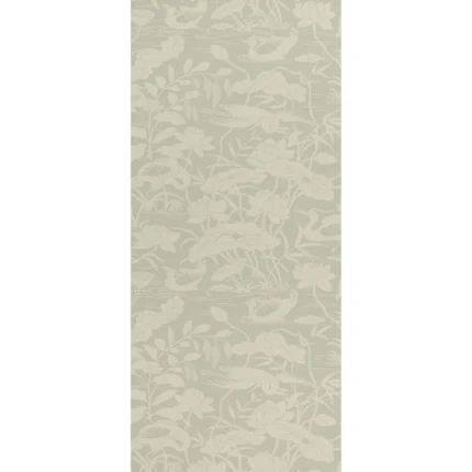 Heron & Lotus Flower wallpaper in Aqua by G P & J Baker, animal/insects pattern