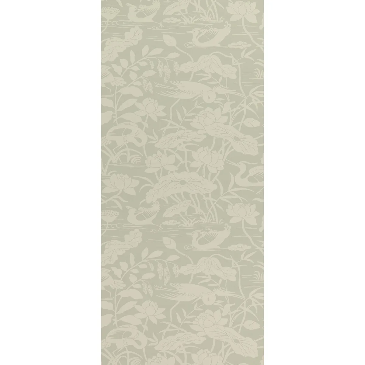 Heron & Lotus Flower wallpaper in Aqua by G P & J Baker, animal/insects pattern