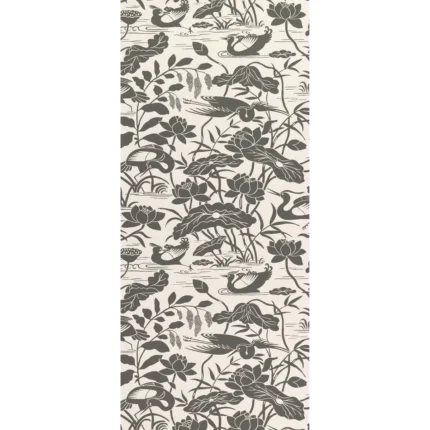 Heron & Lotus Flower wallpaper in Black/white by G P & J Baker, animal/insects pattern