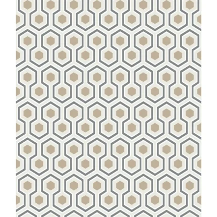 Hicks Hexagon wallpaper in Gilver/wt/bk by Cole & Son, modern pattern