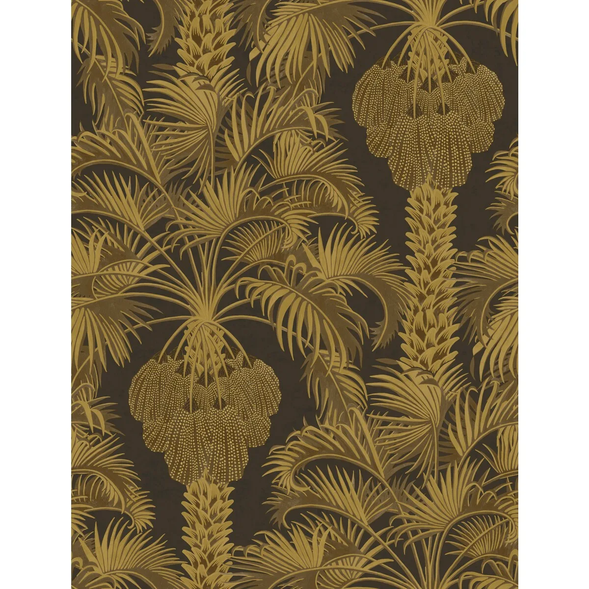 Hollywood Palm wallpaper in Charcoal and Gold by Cole & Son