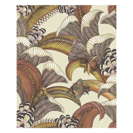 Hoopoe Leaves wallpaper in Crimson by Cole & Son, animal/insects pattern