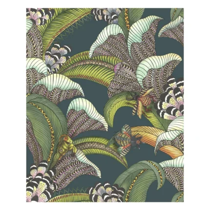 Hoopoe Leaves wallpaper in Viridian by Cole & Son, animal/insects pattern