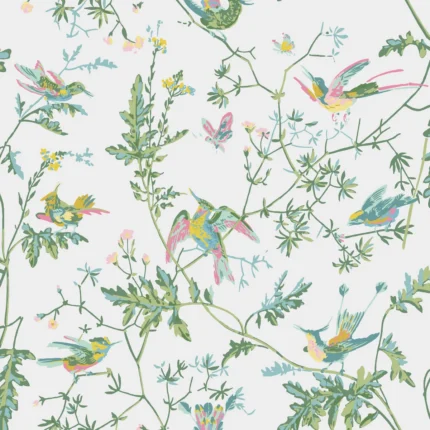 Hummingbirds wallpaper in Green/pink by Cole & Son, animal/insects pattern