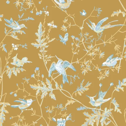 Hummingbirds wallpaper in Grey/gold by Cole & Son, animal/insects pattern