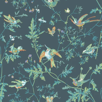 Hummingbirds wallpaper in Viridian by Cole & Son, animal/insects pattern