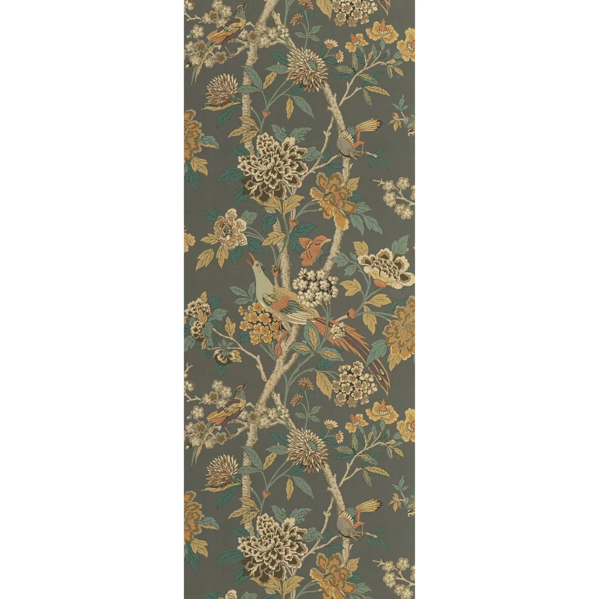 Hydrangea Bird Charcoal/sienna Wallpaper - Signature Ii Wallpapers Collection by G P & J Baker - Shop Safe in Houston Wallpapering Hydrangea Bird wallpaper in Charcoal/sienna by G P & J Baker, animal/insects pattern