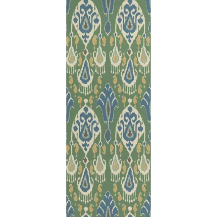 Ikat Bokhara wallpaper in Emerald by G P & J Baker, ikat/southwest/kilims pattern
