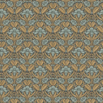 Iris Meadow wallpaper in Aqua/ochre by G P & J Baker, botanical & floral pattern