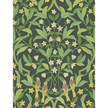 Jasmine & Serin Symphony wallpaper in Yellow/grn/forest by Cole & Son, botanical & floral pattern