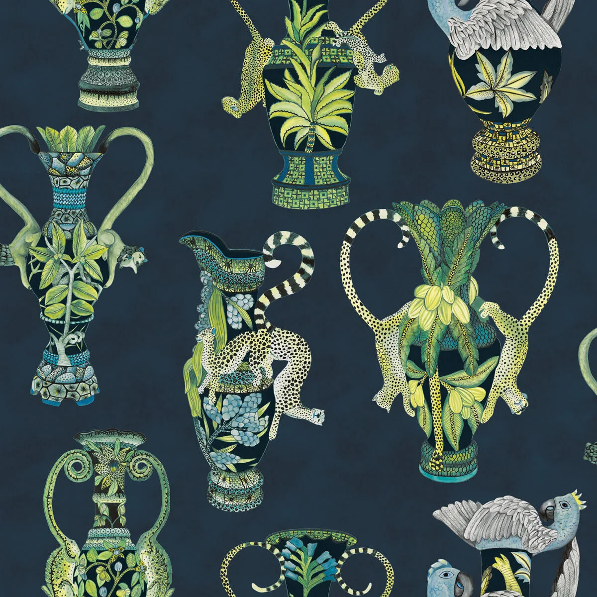 Khulu Vases Midnight Wallpaper - Ardmore Collection by Cole & Son - Shop Safe in Houston Wallpapering Khulu Vases wallpaper in Midnight by Cole & Son