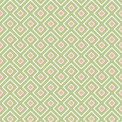 La Fiorentina Small wallpaper in Green/blush by G P & J Baker, geometric pattern