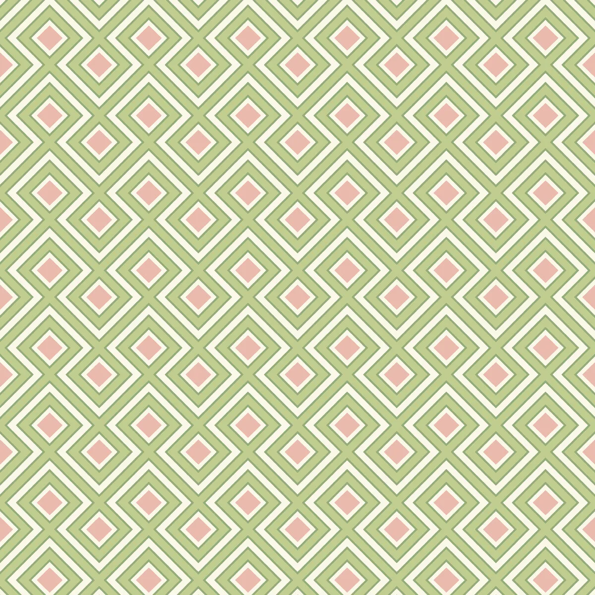 La Fiorentina Small wallpaper in Green/blush by G P & J Baker, geometric pattern
