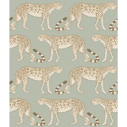 Leopard Walk wallpaper in Olive and White by Cole & Son