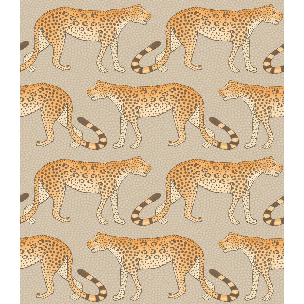 Leopard Walk wallpaper in Stone and Orange by Cole & Son