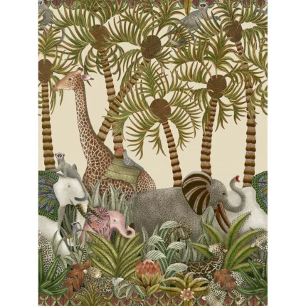 Letaba March Grasscloth wallpaper in Spgrn and Gngr/crm by Cole & Son, animal/insects pattern
