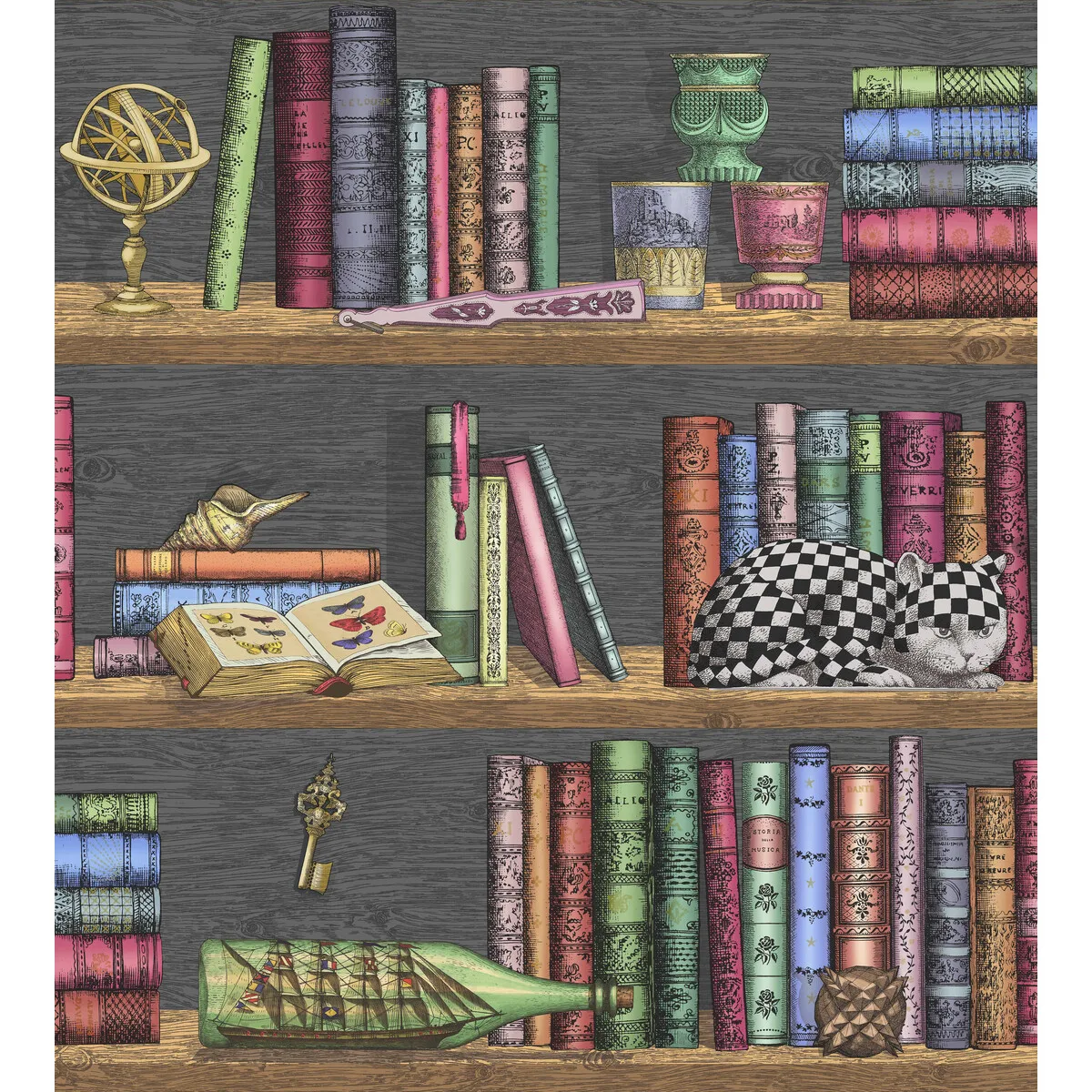 Libreria wallpaper in Rich Multi by Cole & Son