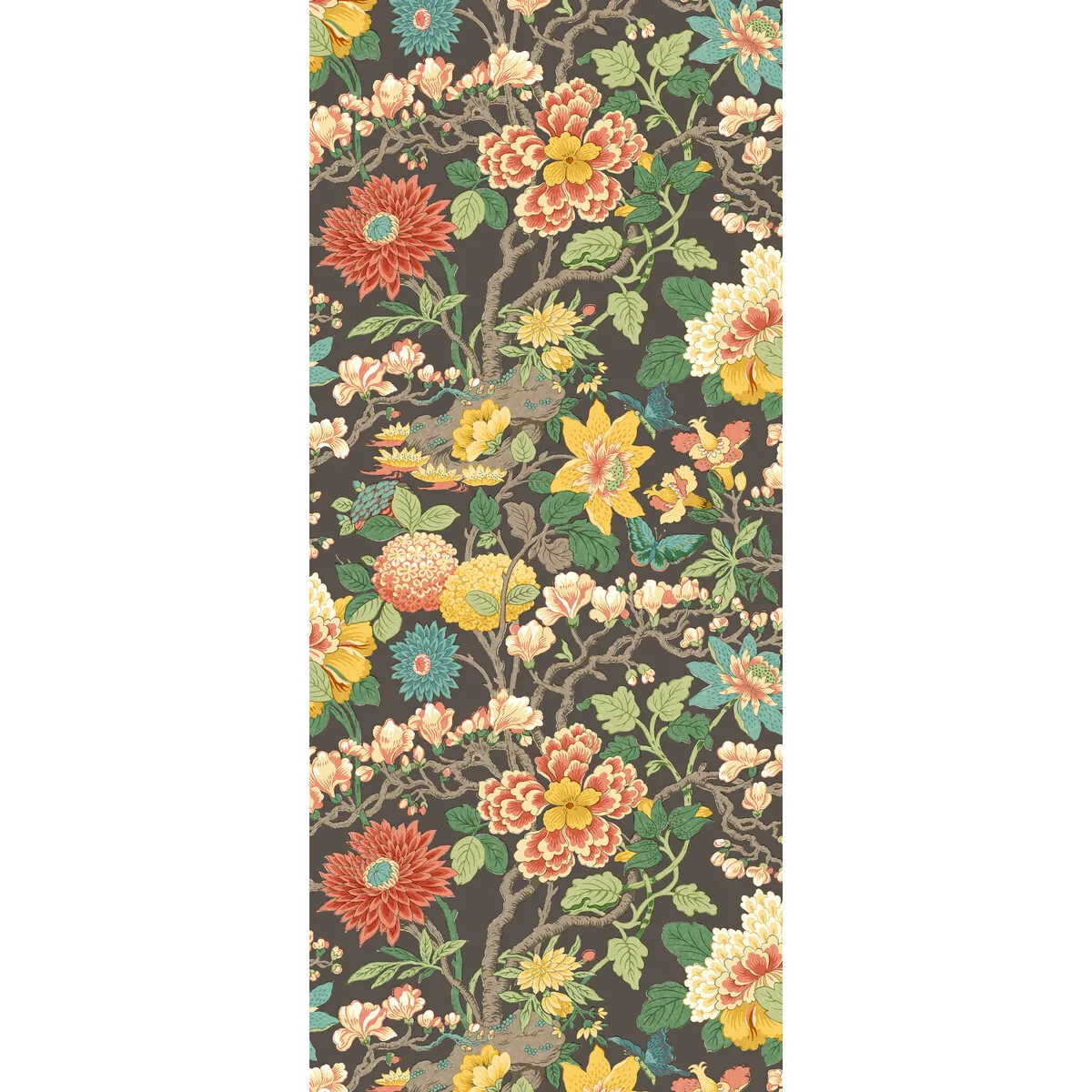 Little Magnolia wallpaper in Charcoal/jewel by G P & J Baker, botanical & floral pattern