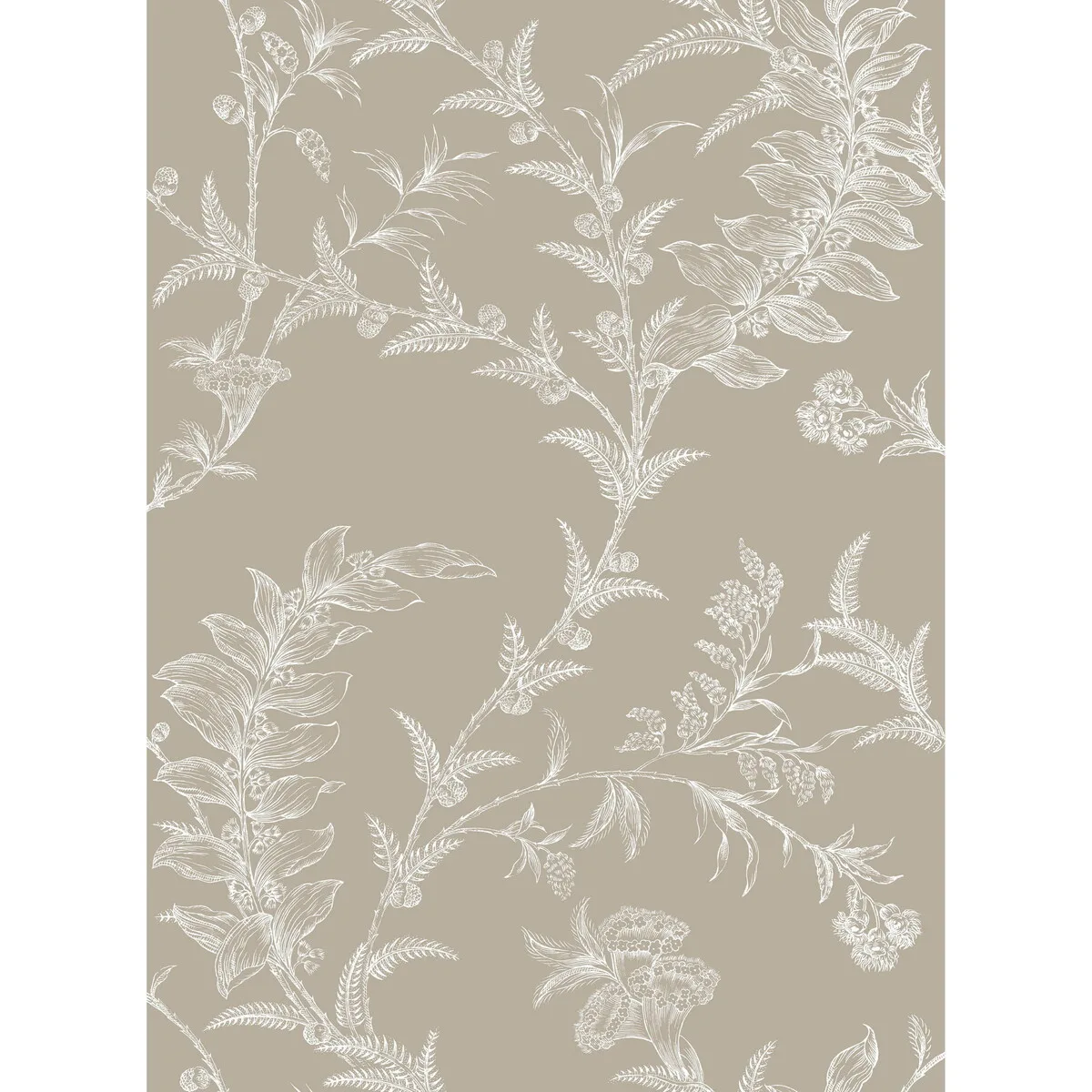 Ludlow wallpaper in Taupe by Cole & Son, botanical & floral pattern