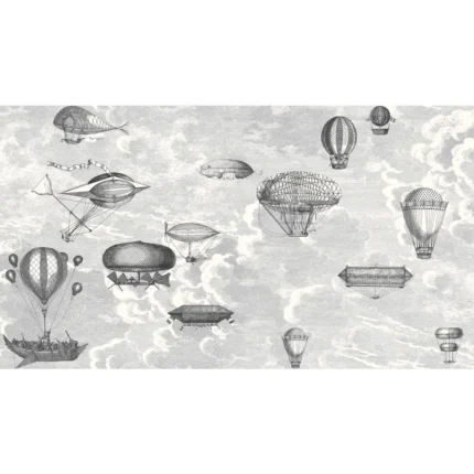 Macchine Volanti mural in Soot/snow by Cole & Son