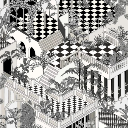 Miami wallpaper in Black/white by Cole & Son